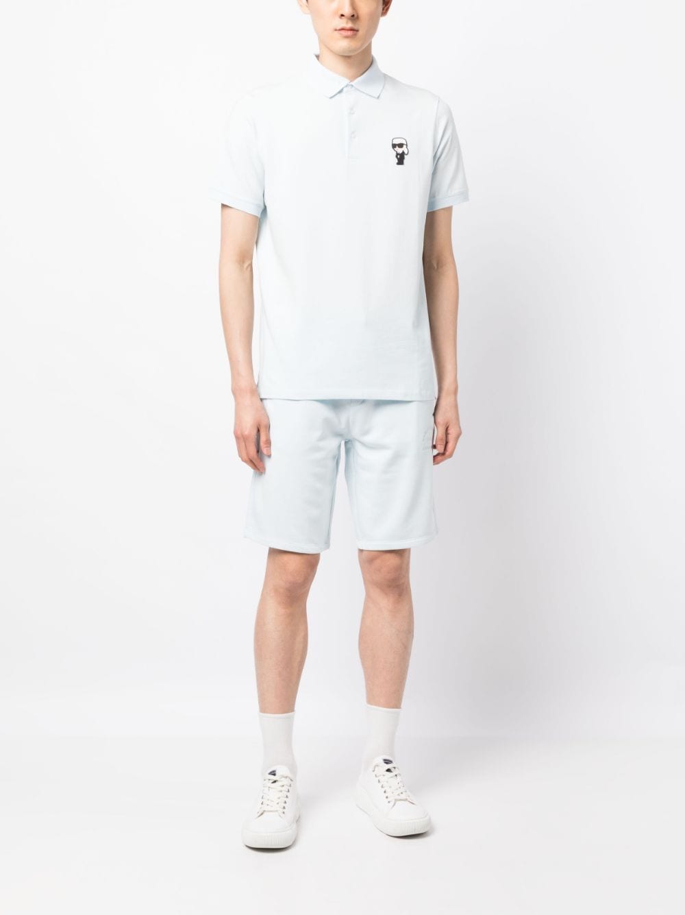 Karl Lagerfeld embroidered-logo track shorts - Blauw