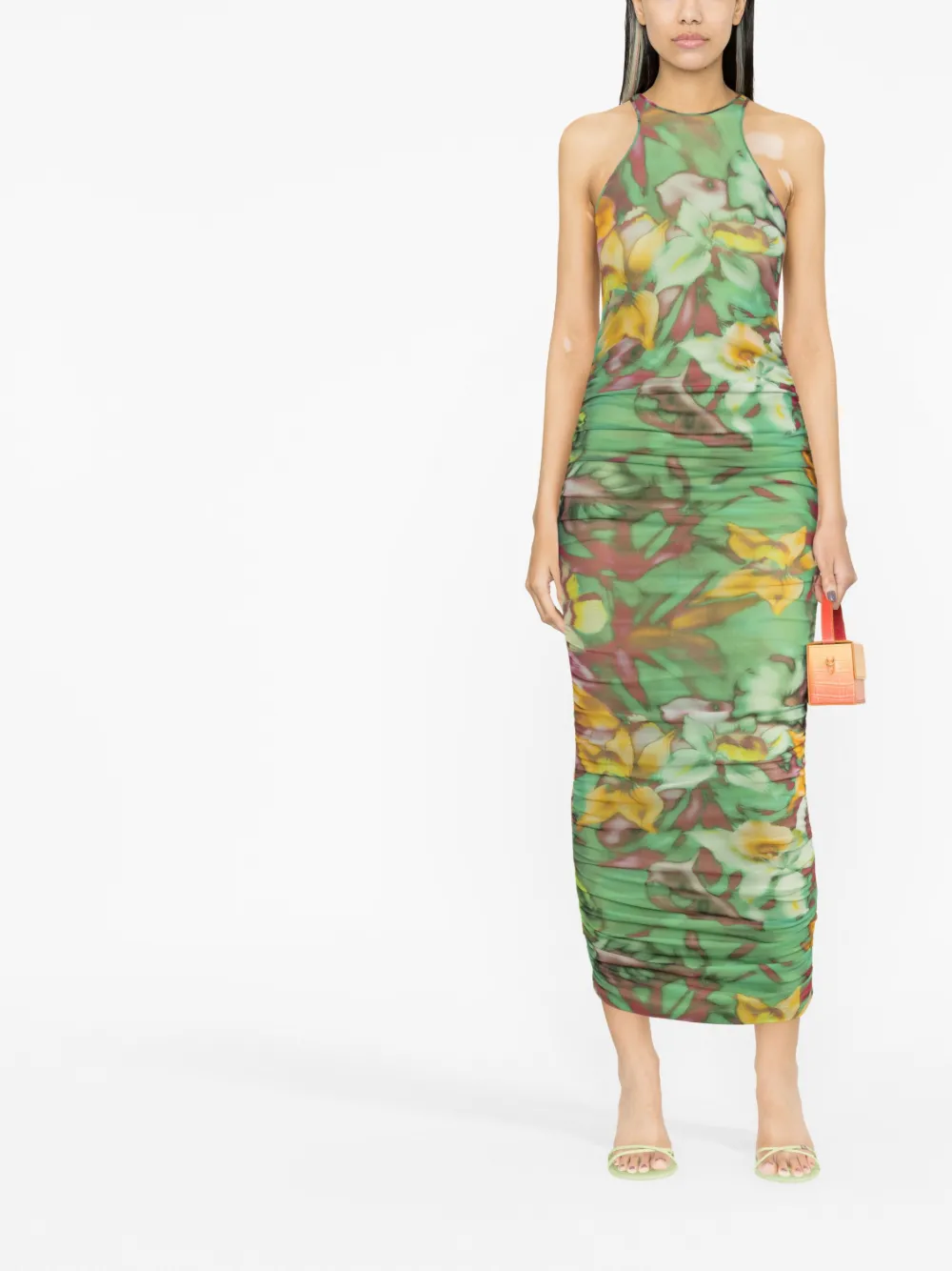 THE ANDAMANE Midi-jurk met bloemenprint - Groen