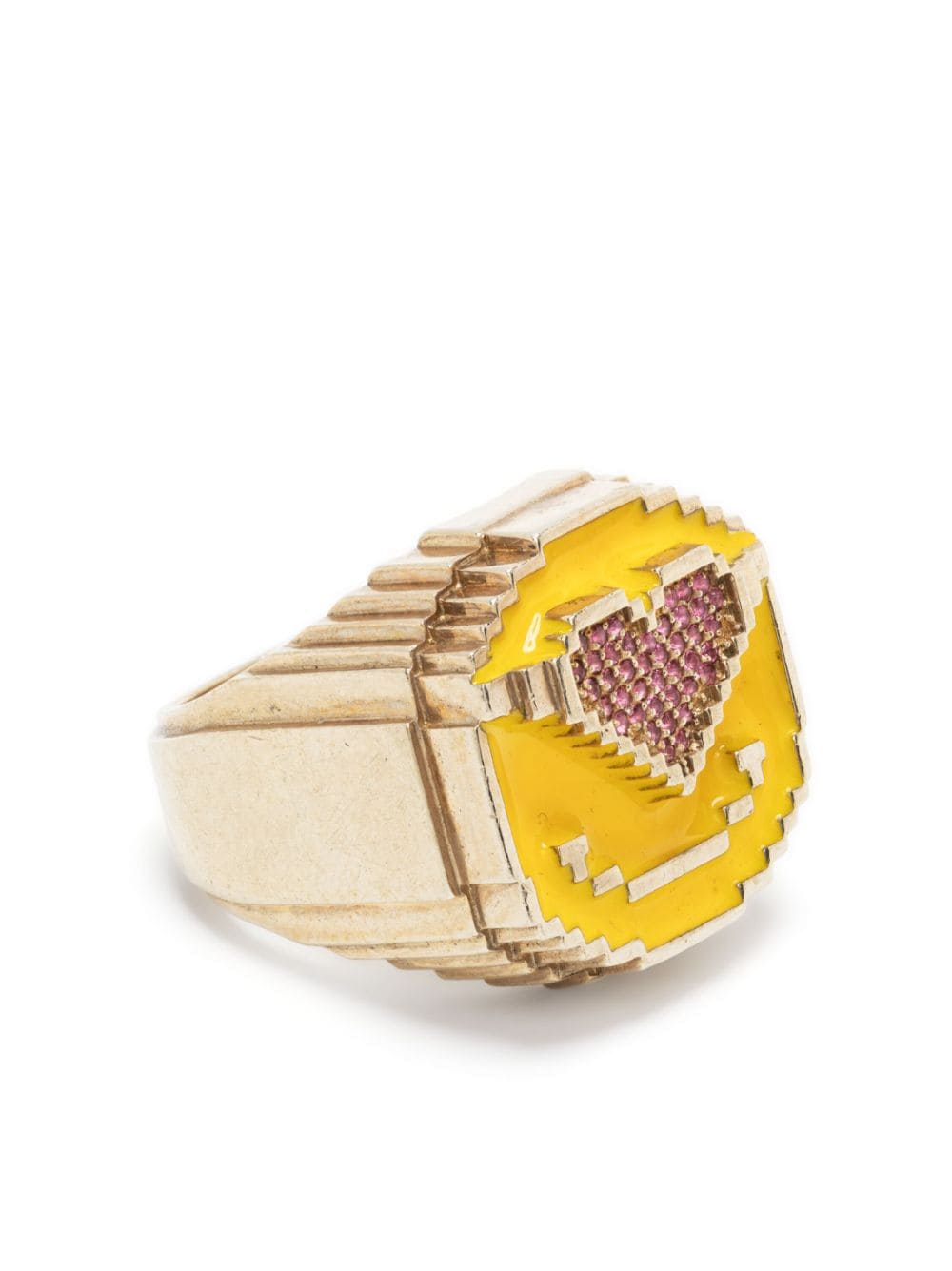 Natasha Zinko Pixel Smile Heart Ring In Gold