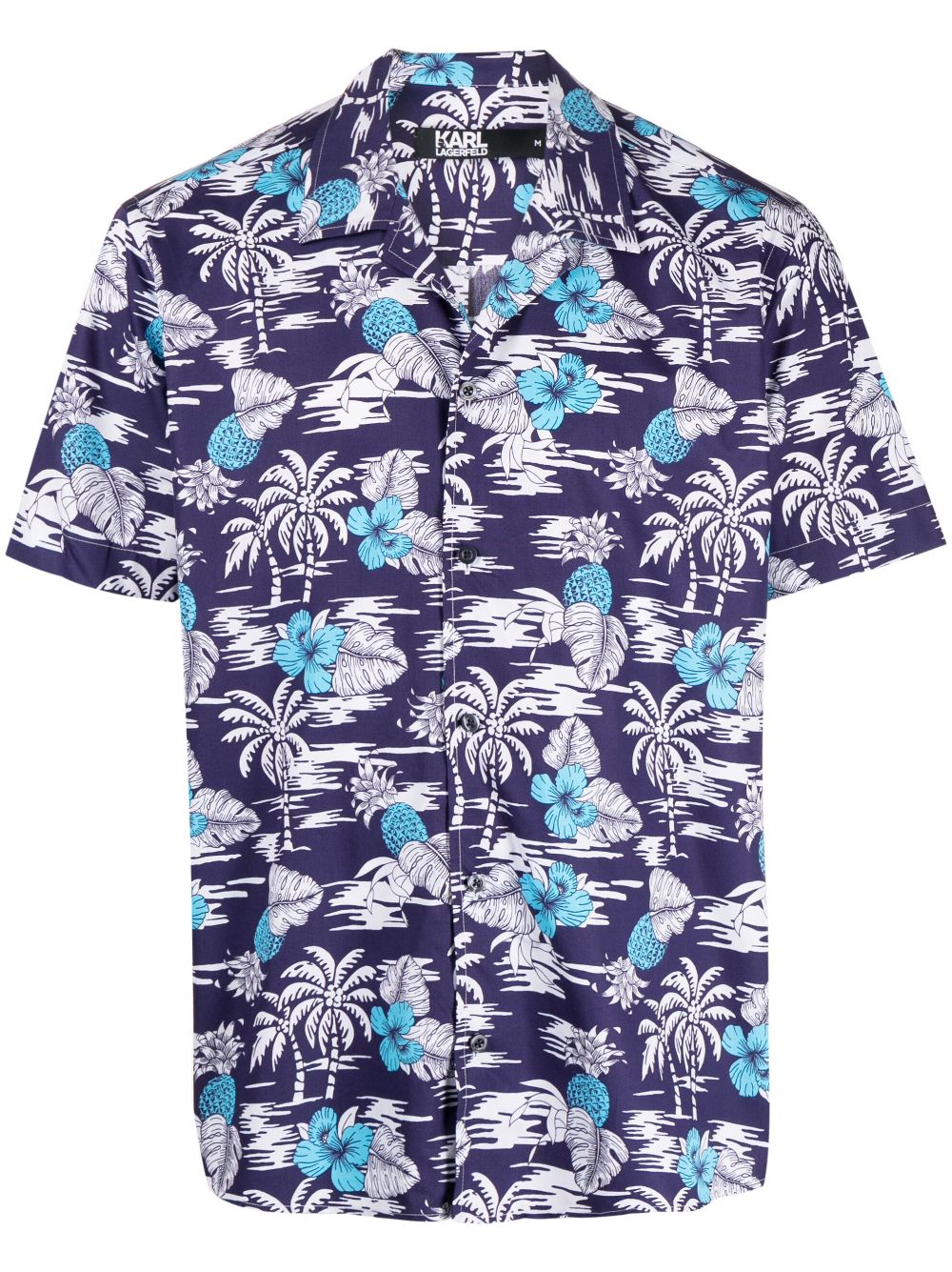 Karl Lagerfeld palm tree-print cotton shirt - Blue