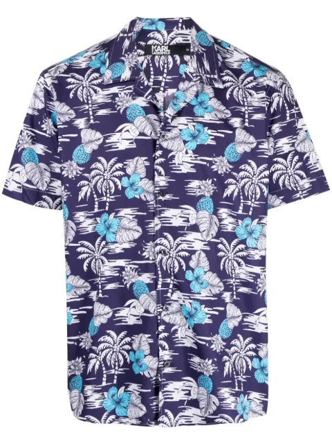 Karl Lagerfeld palm tree-print cotton shirt 
