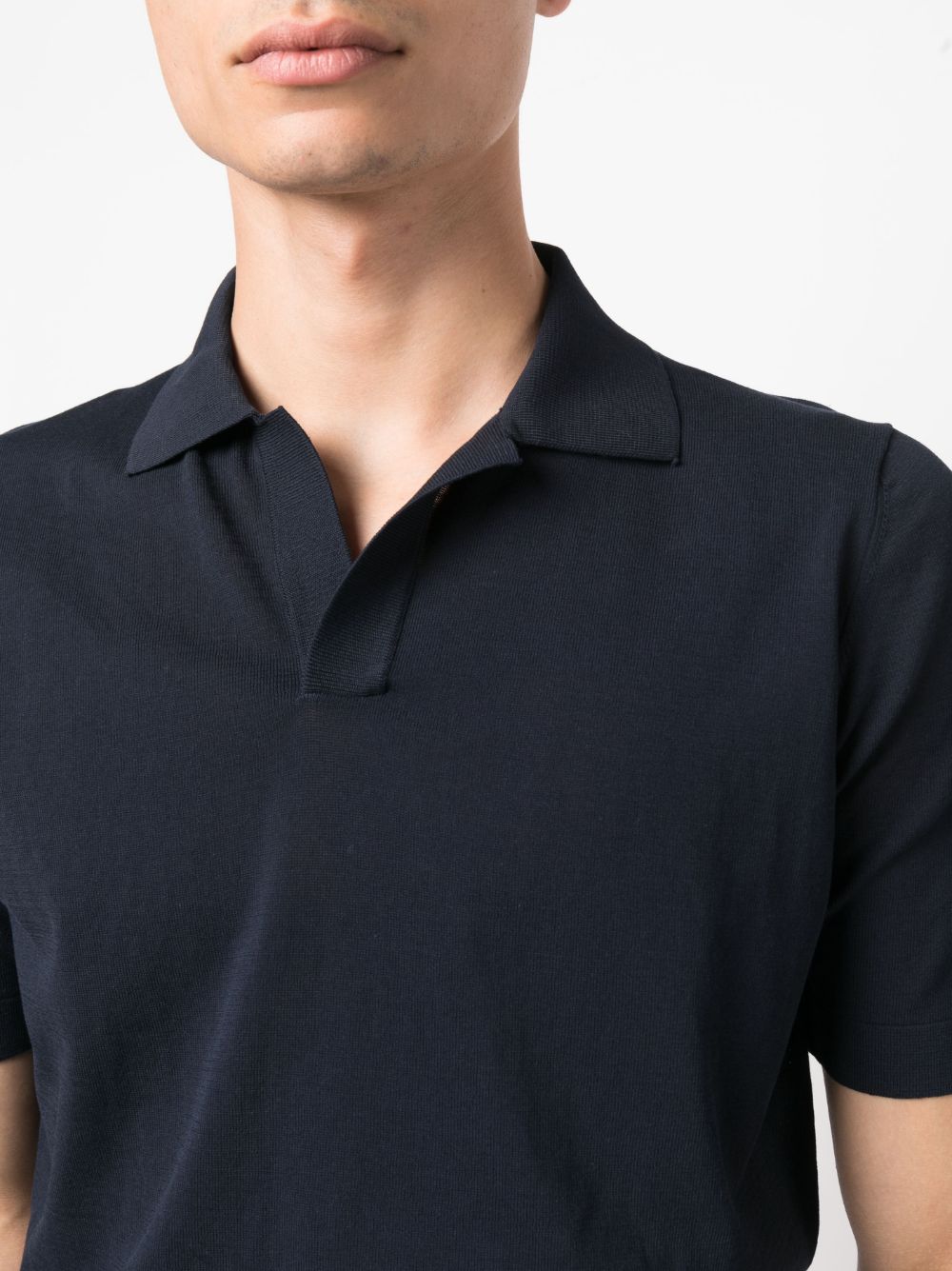 Shop Dell'oglio Open-placket Cotton Polo Shirt In Blue