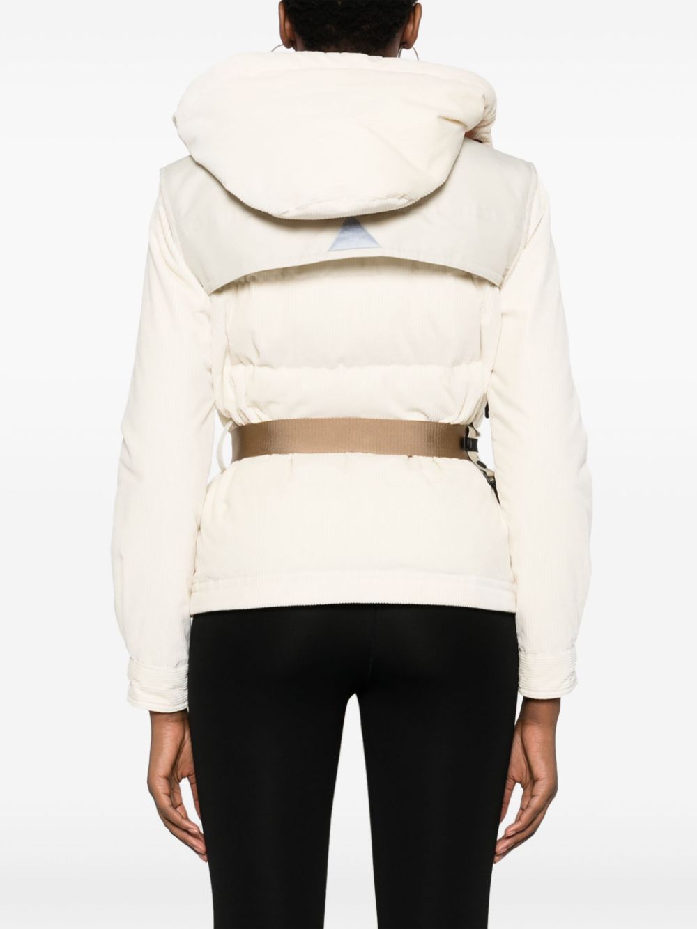 Shop Moncler Tetras Logo-patch Corduroy Padded Jacket In Neutrals
