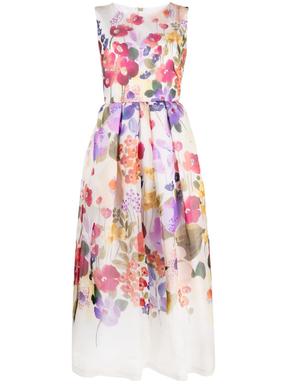 Sara Roka floral-print silk midi dress - Neutrals