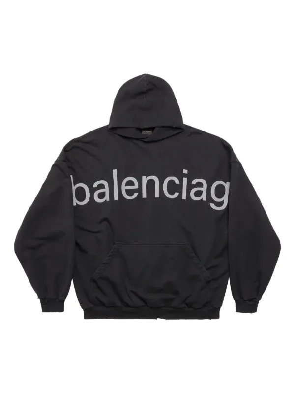 Balenciaga Hoodie Mit Logo-Print Schwarz FARFETCH DE