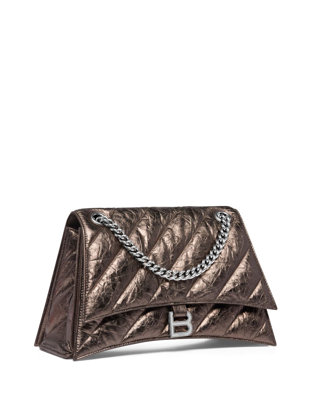 Shop Balenciaga Medium Crush Quilted Leather Shoulder Bag In Brown