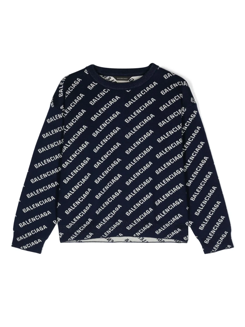 Balenciaga Kids intarsia knit sweaterBlue
