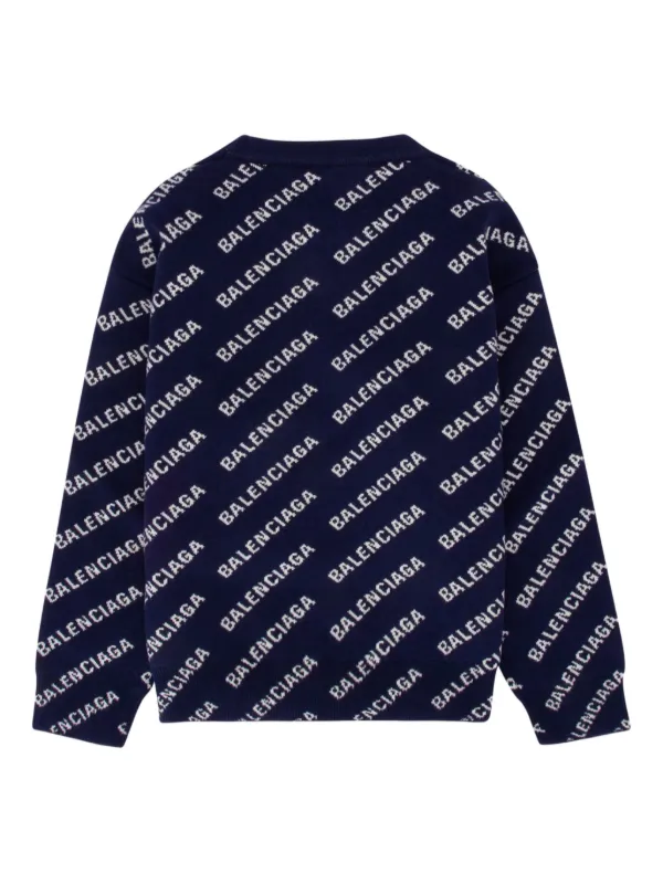 Balenciaga Kids intarsia-knit Sweater Blue FARFETCH IN