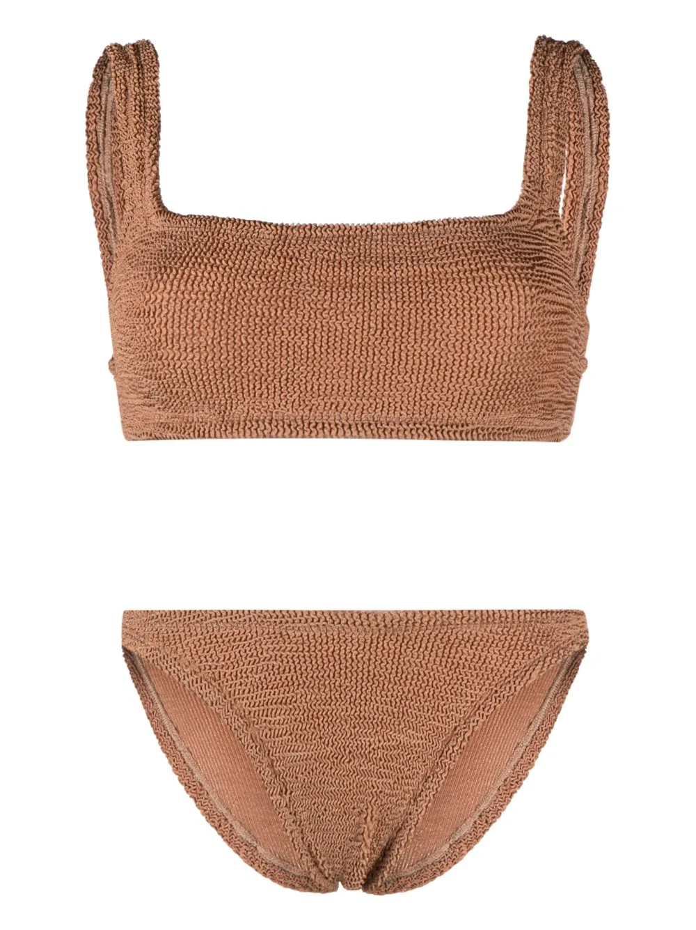 Hunza G Xandra Crinkle Bikini Set In Brown