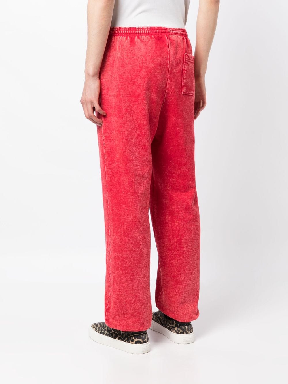 Shop Foo And Foo Zip-detail Cotton Straight-leg Trousers In Red
