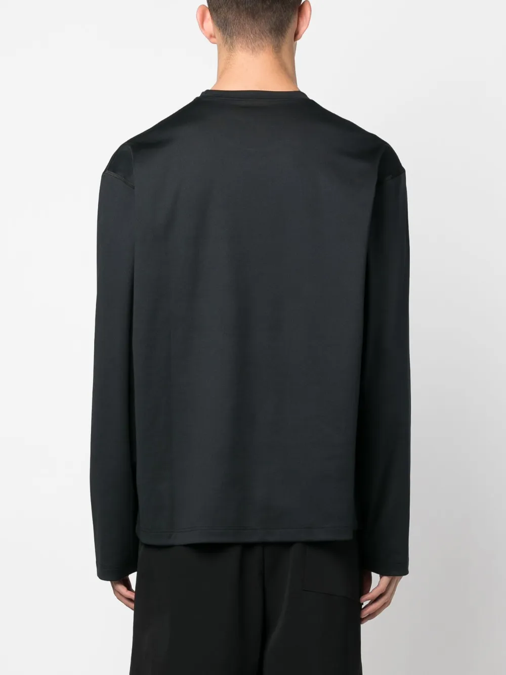 Jil Sander Long-sleeved Logo T-shirt In Black