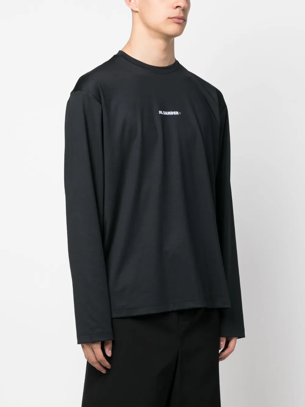 Jil Sander logo-print long-sleeve T-shirt | Black | FARFETCH JO