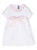 Little Bear ruffle-collar knitted cotton dress - White