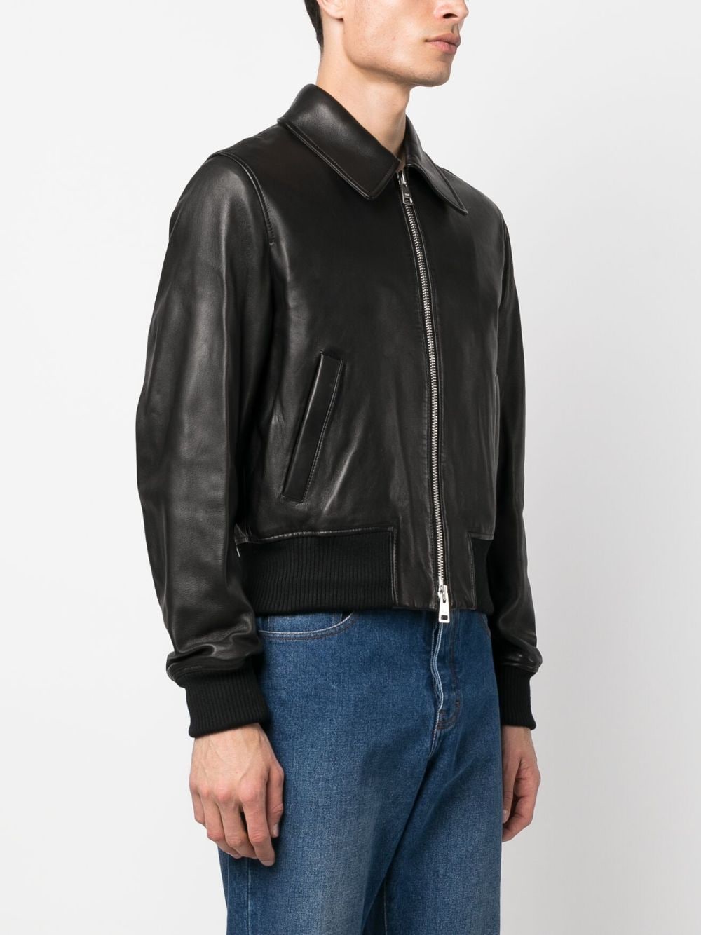 AMI PARIS zip-up Leather Bomber Jacket - Farfetch