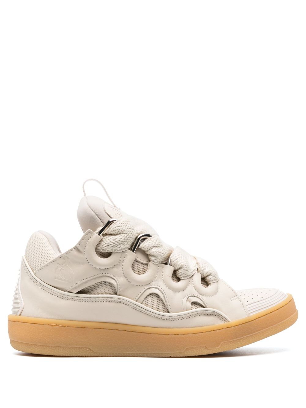 Lanvin Curb Leather Sneakers In Neutrals