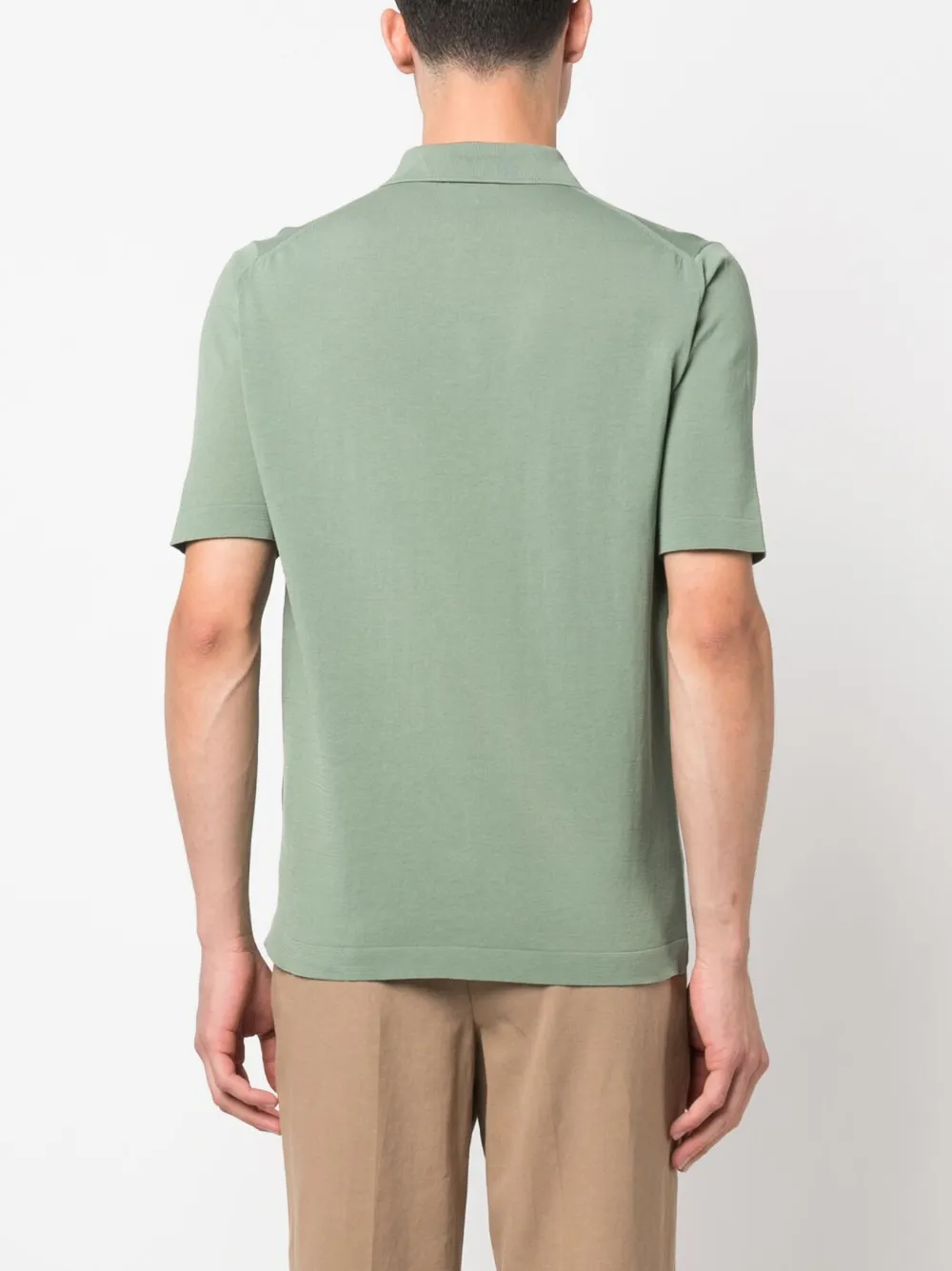 Shop Dell'oglio Open-placket Cotton Polo Shirt In Green