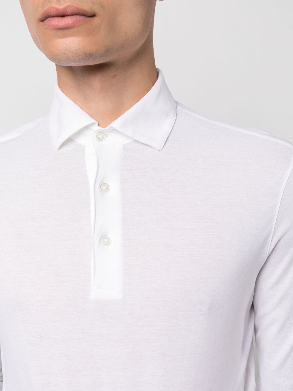 Shop Dell'oglio Long-sleeve Cotton Polo Shirt In White