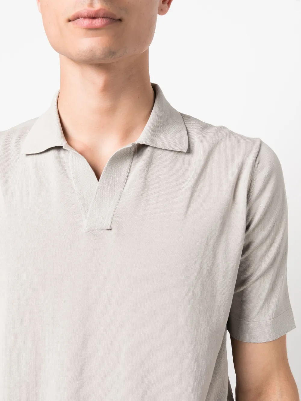 Shop Dell'oglio Open-placket Cotton Polo Shirt In Grey