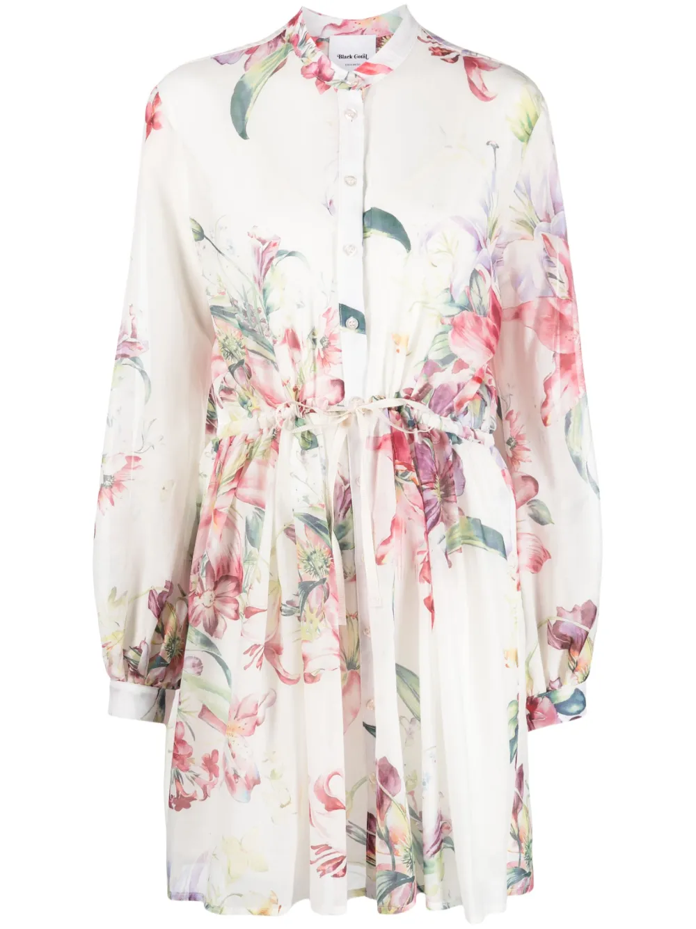 Black Coral floral-print cotton-silk dress
