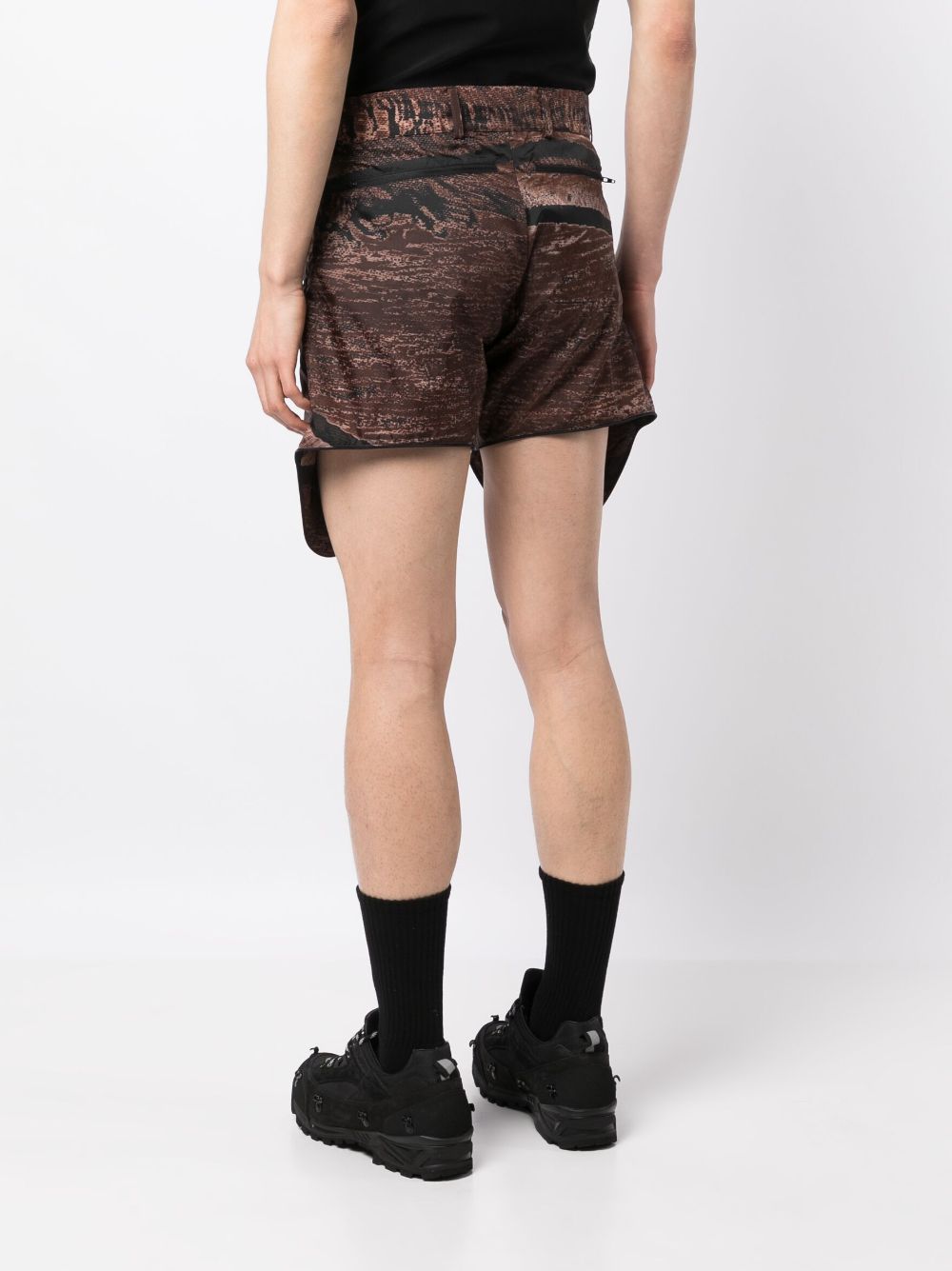 Shop Olly Shinder Graphic-print Asymmetric Shorts In Brown