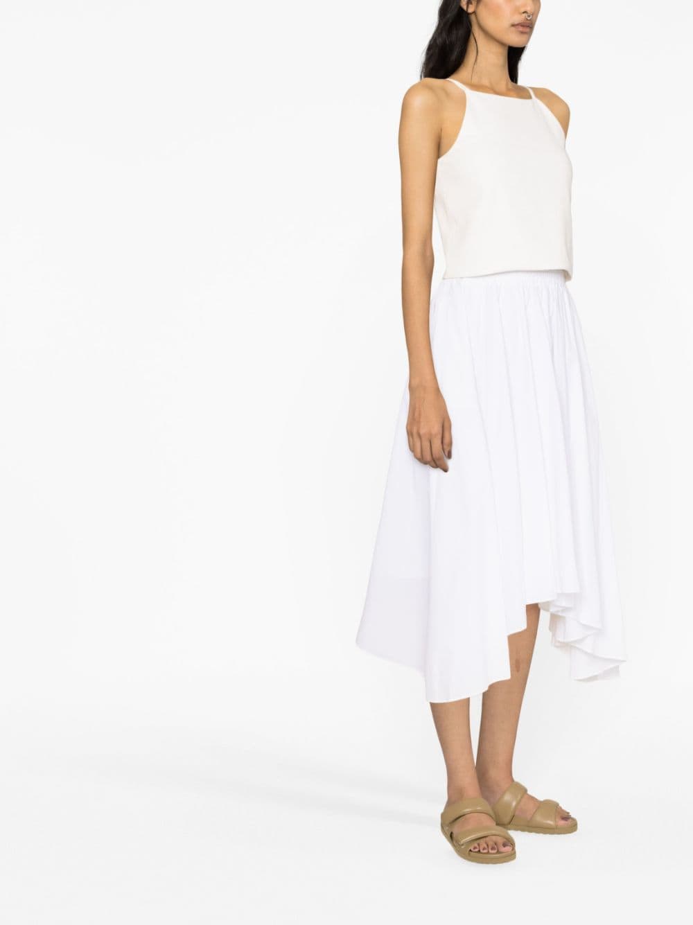 Shop Michael Michael Kors High-waisted Asymmetric-hem Skirt In White