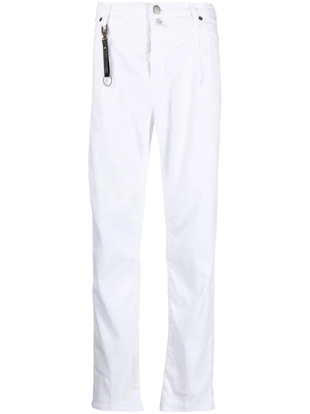 Incotex Slim Fit White Linen Blend Trousers In Bianco