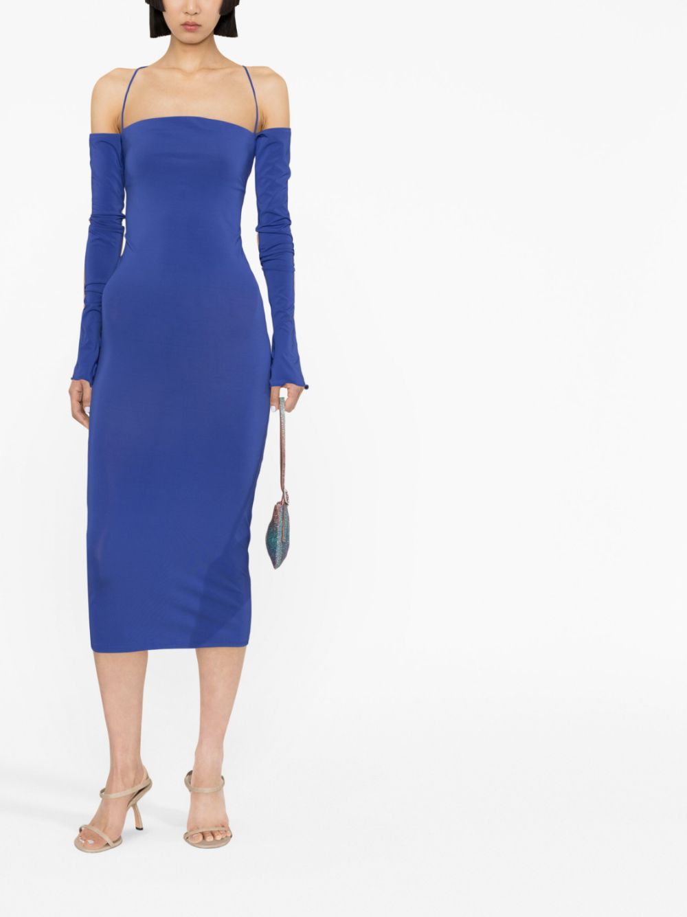 THE ANDAMANE Off-shoulder midi-jurk - Blauw