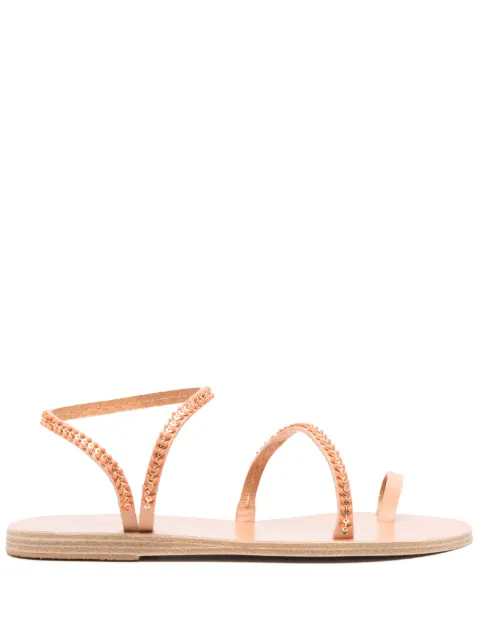 Ancient Greek Sandals صندل جلد بسيور وطلاء لامع