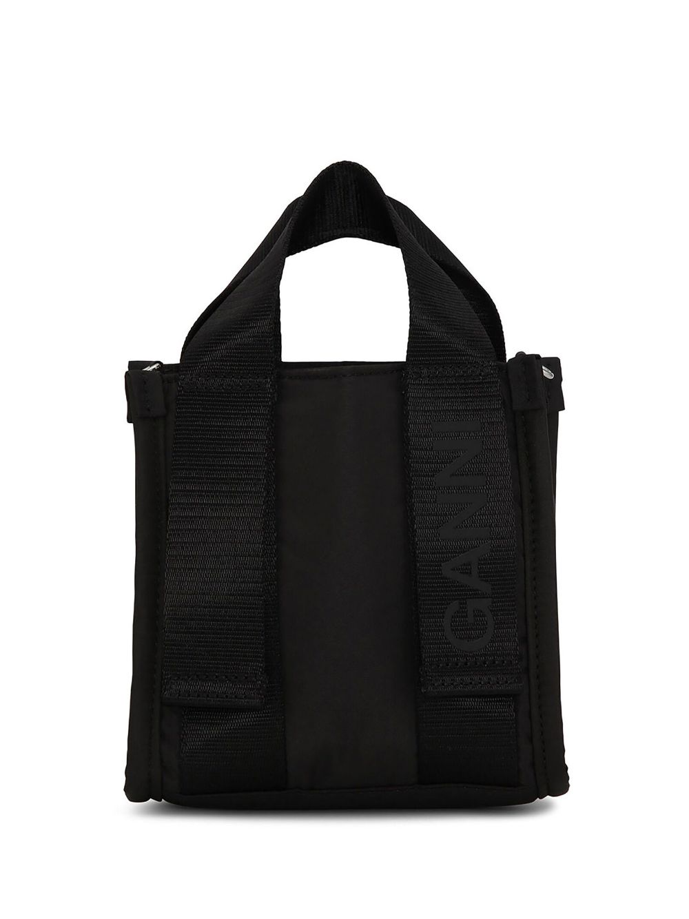 Shop Ganni Small Tech Tote Bag In Black