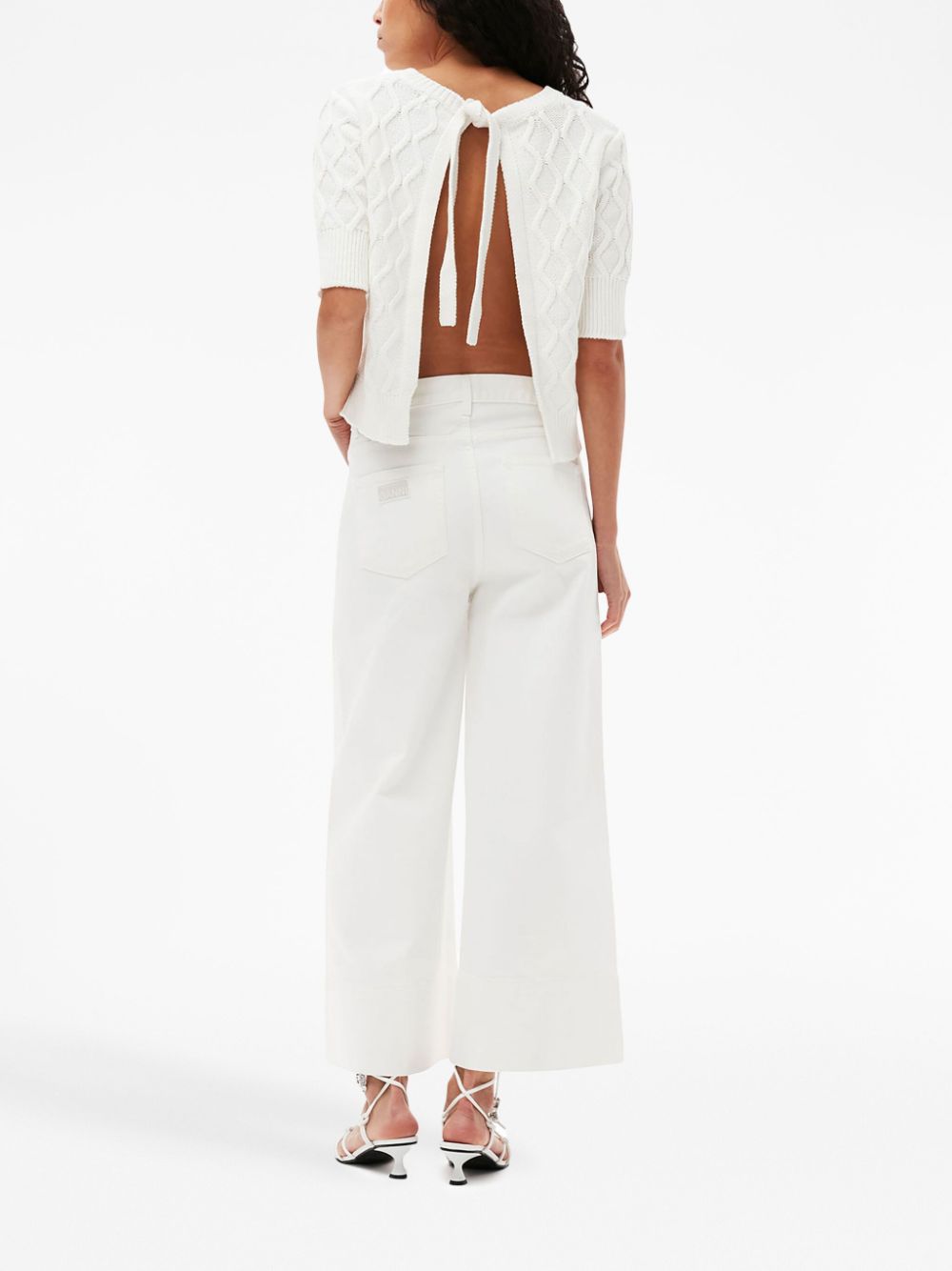Shop Ganni Mid-waist Cropped Jeans In White