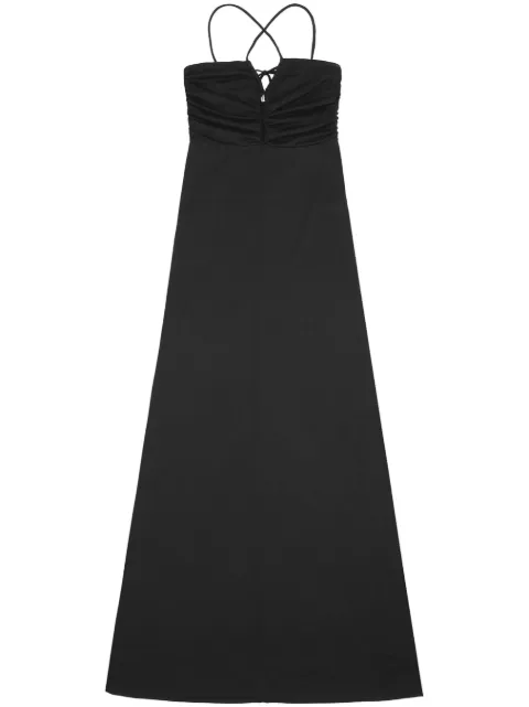 GANNI crossover-strap gathered maxi dress