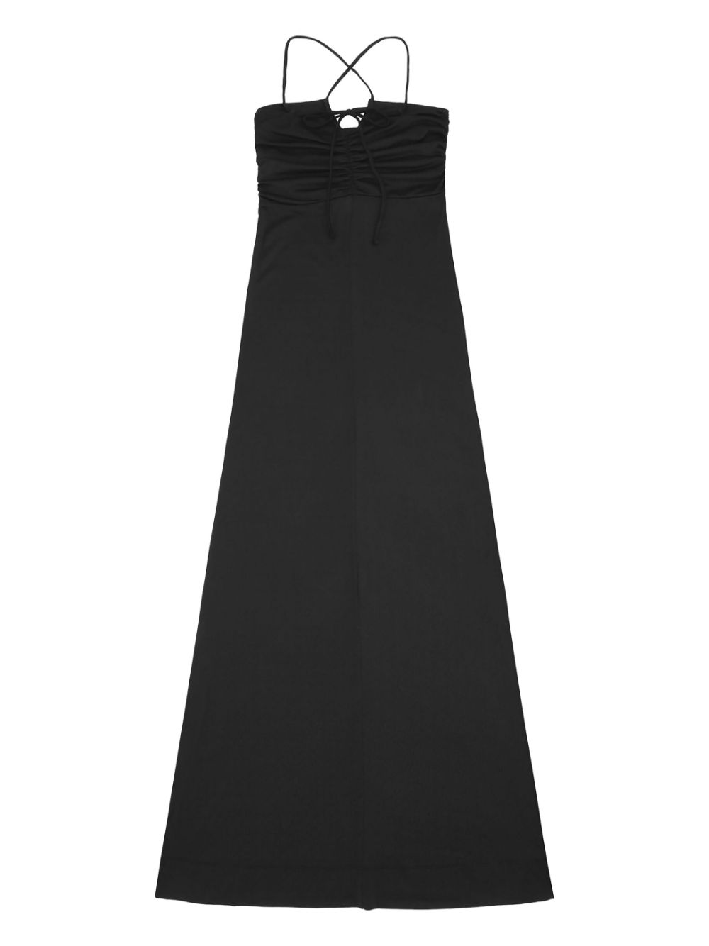 GANNI crossover-strap gathered maxi dress Women