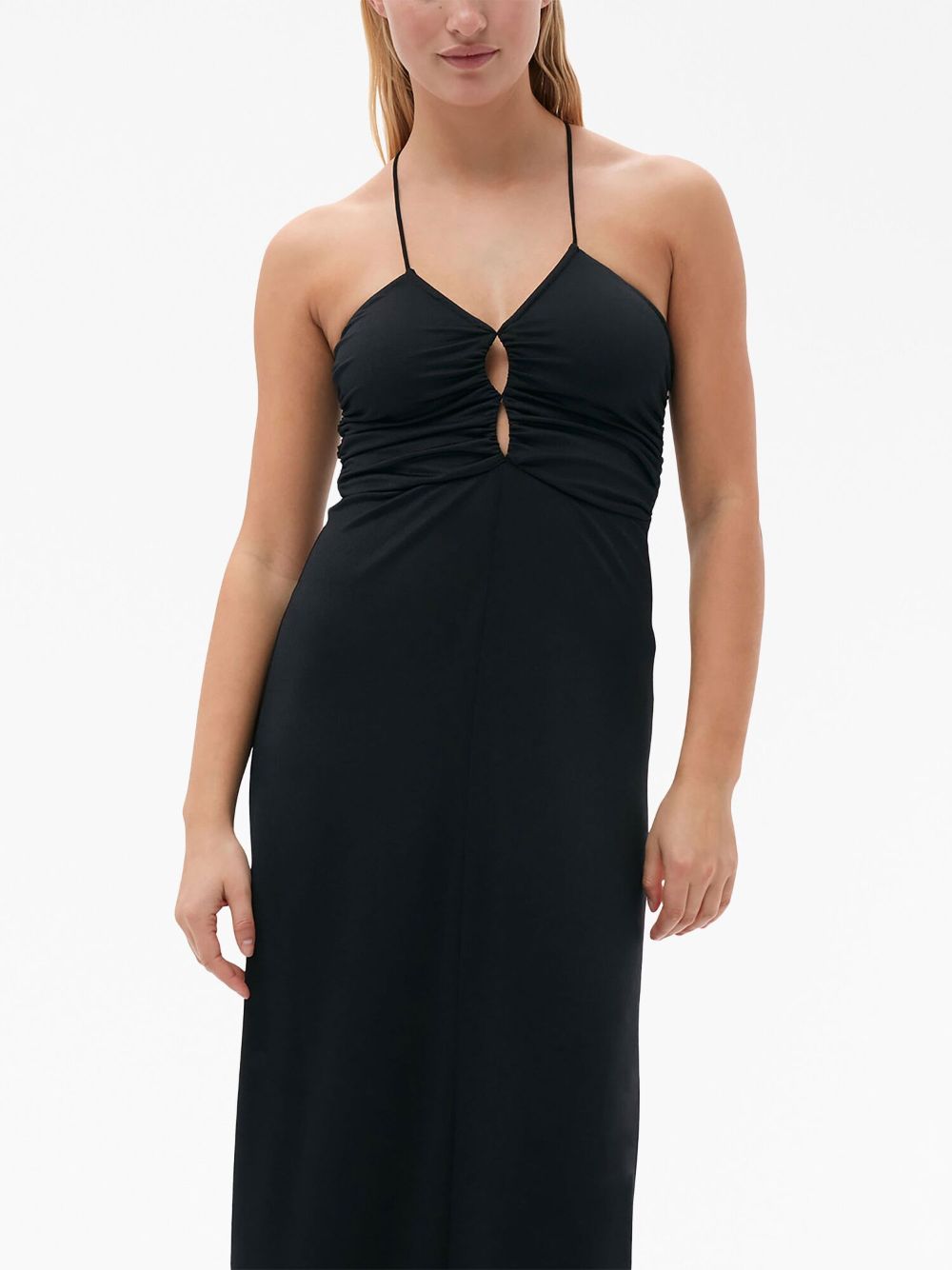 GANNI crossover-strap gathered maxi dress Women