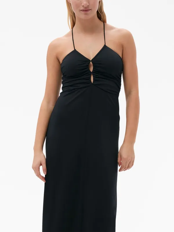 パーティードレス Ganni T3558 099 Dresses Black GANNI crossover-strap Gathered Maxi Dress | Black | FARFETCH