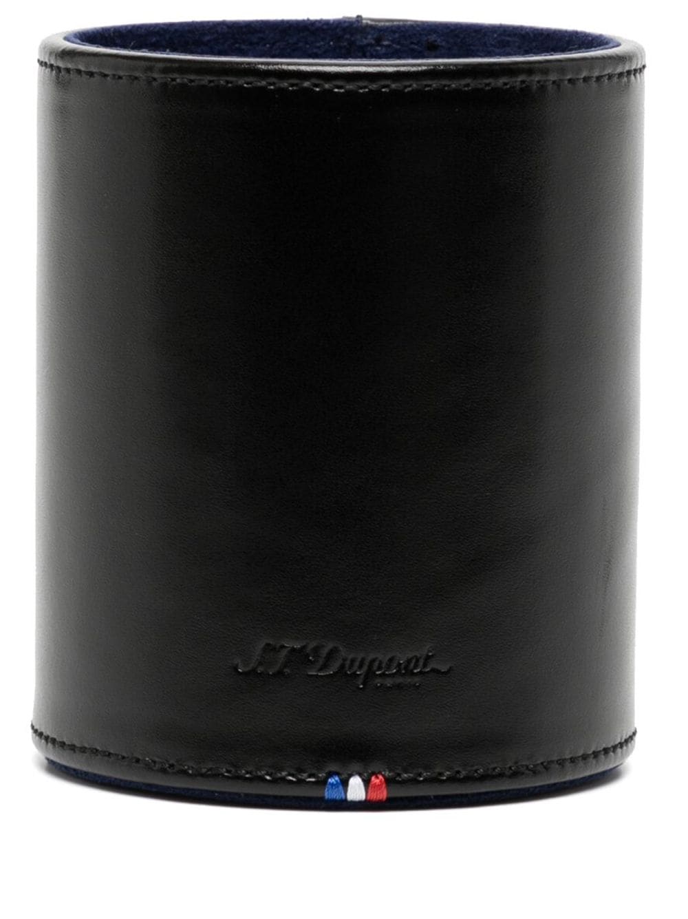 St Dupont Line D Leather Pen Pot In Black