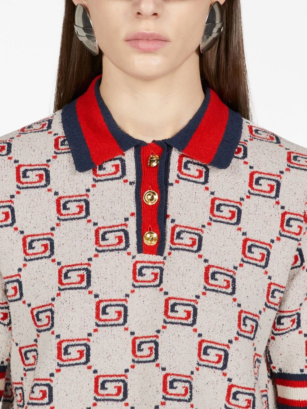 Shop Gucci Jacquard G-monogram Polo Shirt In 9182 Bianco