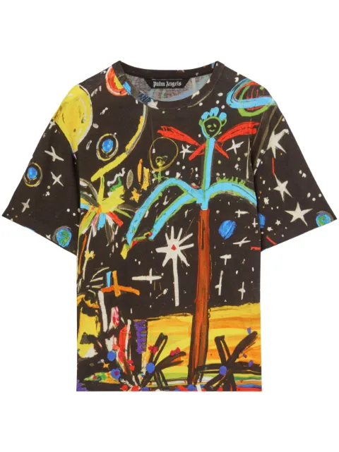 Palm Angels playera con estampado gráfico y cuello redondo