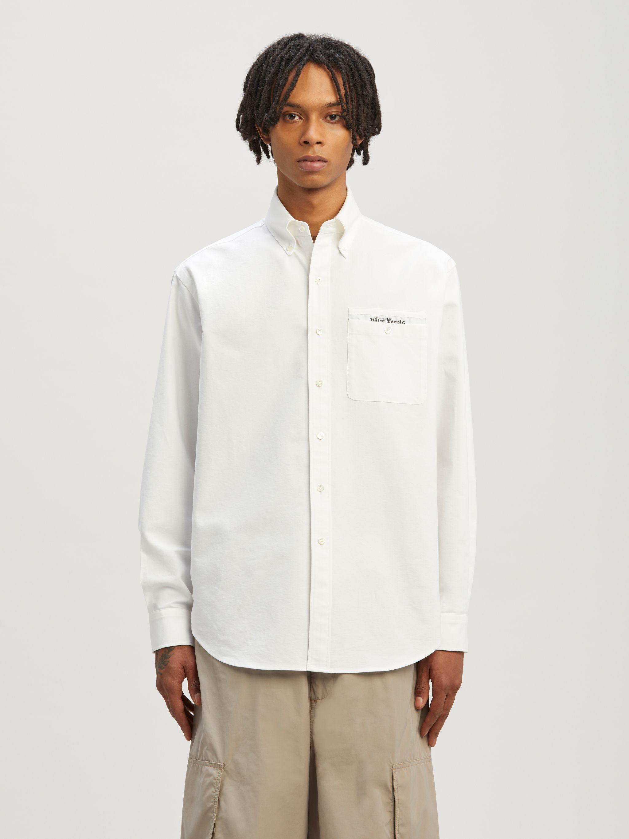 Sartorial Tape Long Sleeved Shirt in white - Palm Angels® Official