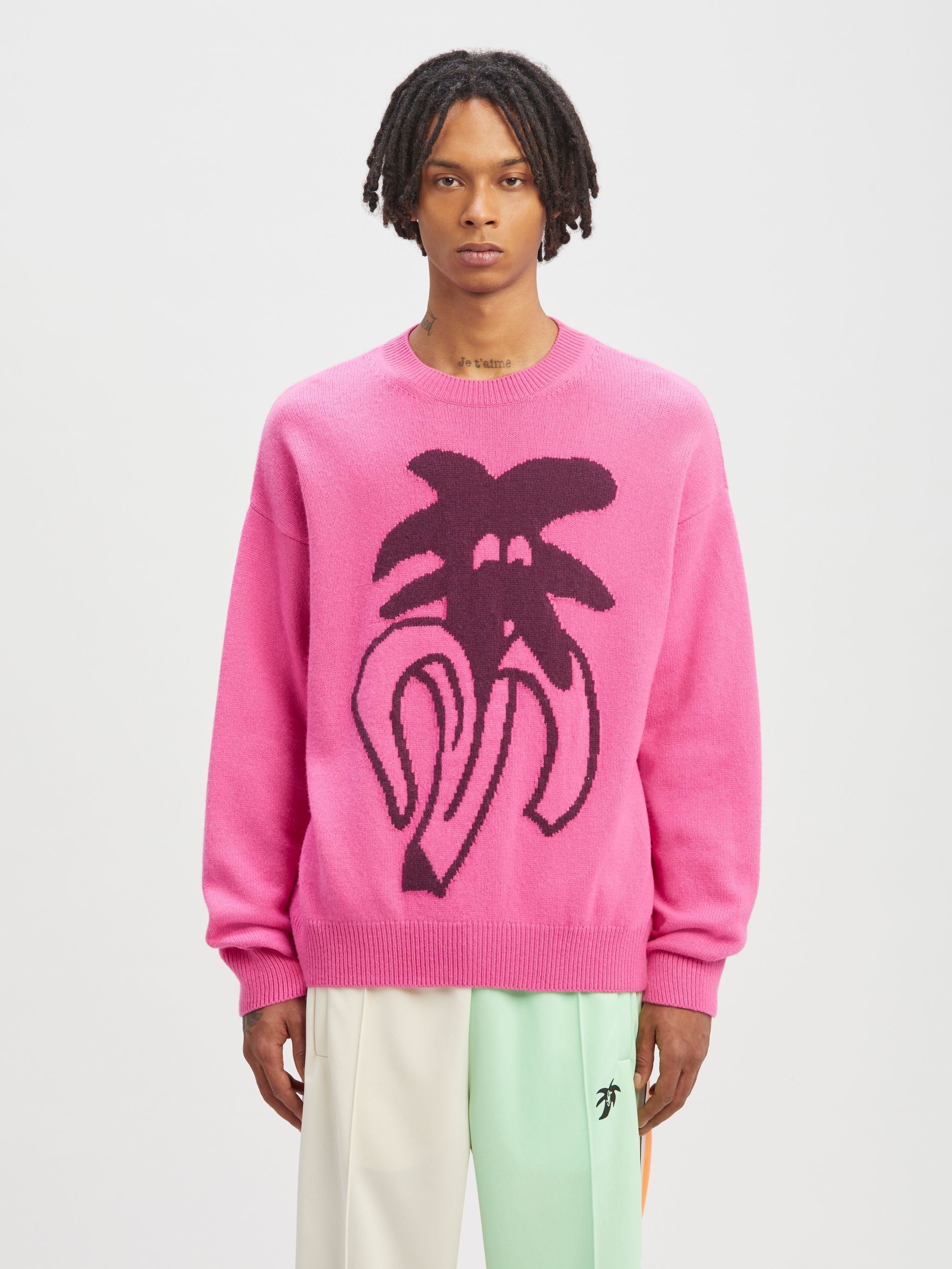 Jimmy Intarsia Sweater in pink - Palm Angels® Official