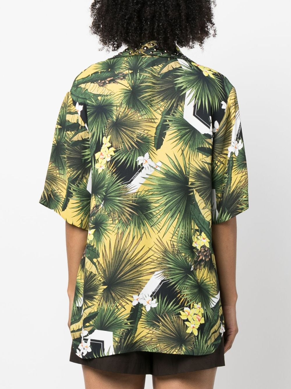 Shop Iceberg Botanical-print V-neck Shirt In Green