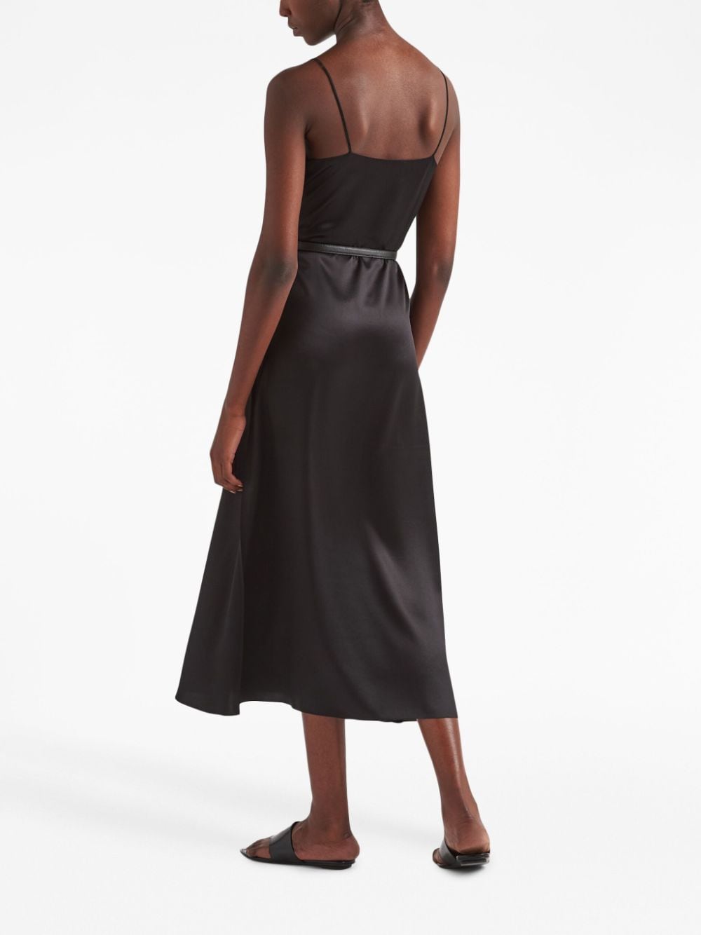 Shop Prada Crepe Satin Slip Dress In Black