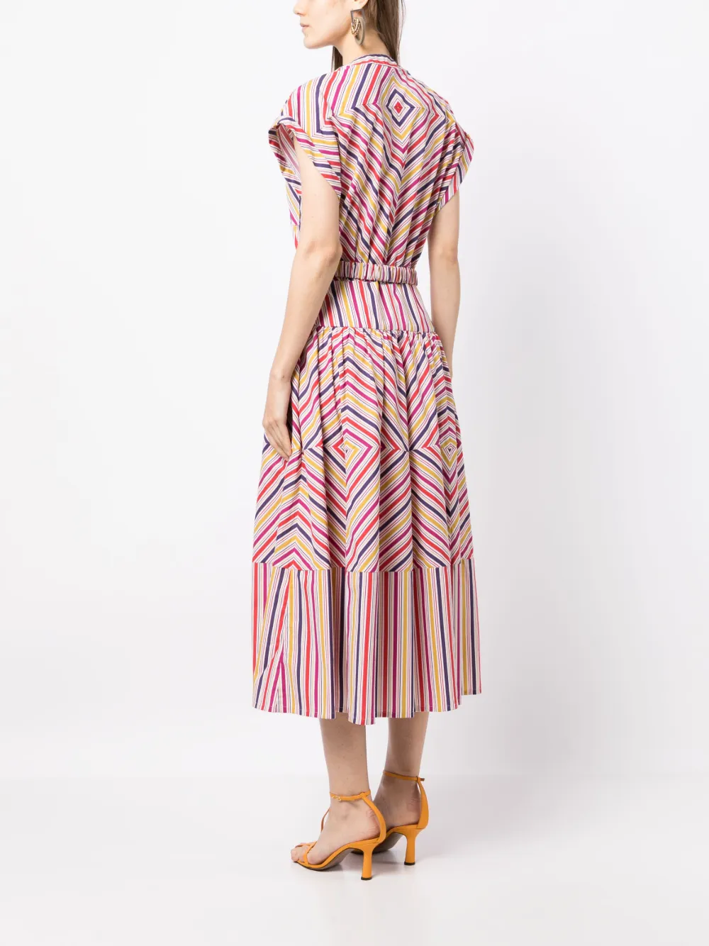 Silvia Tcherassi Stripe Print Cotton Midi Dress Farfetch