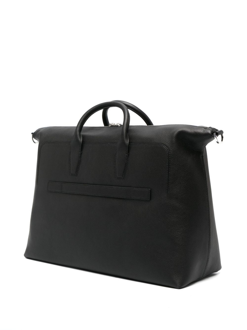 BOSS logo-lettering leather luggage bag - Zwart