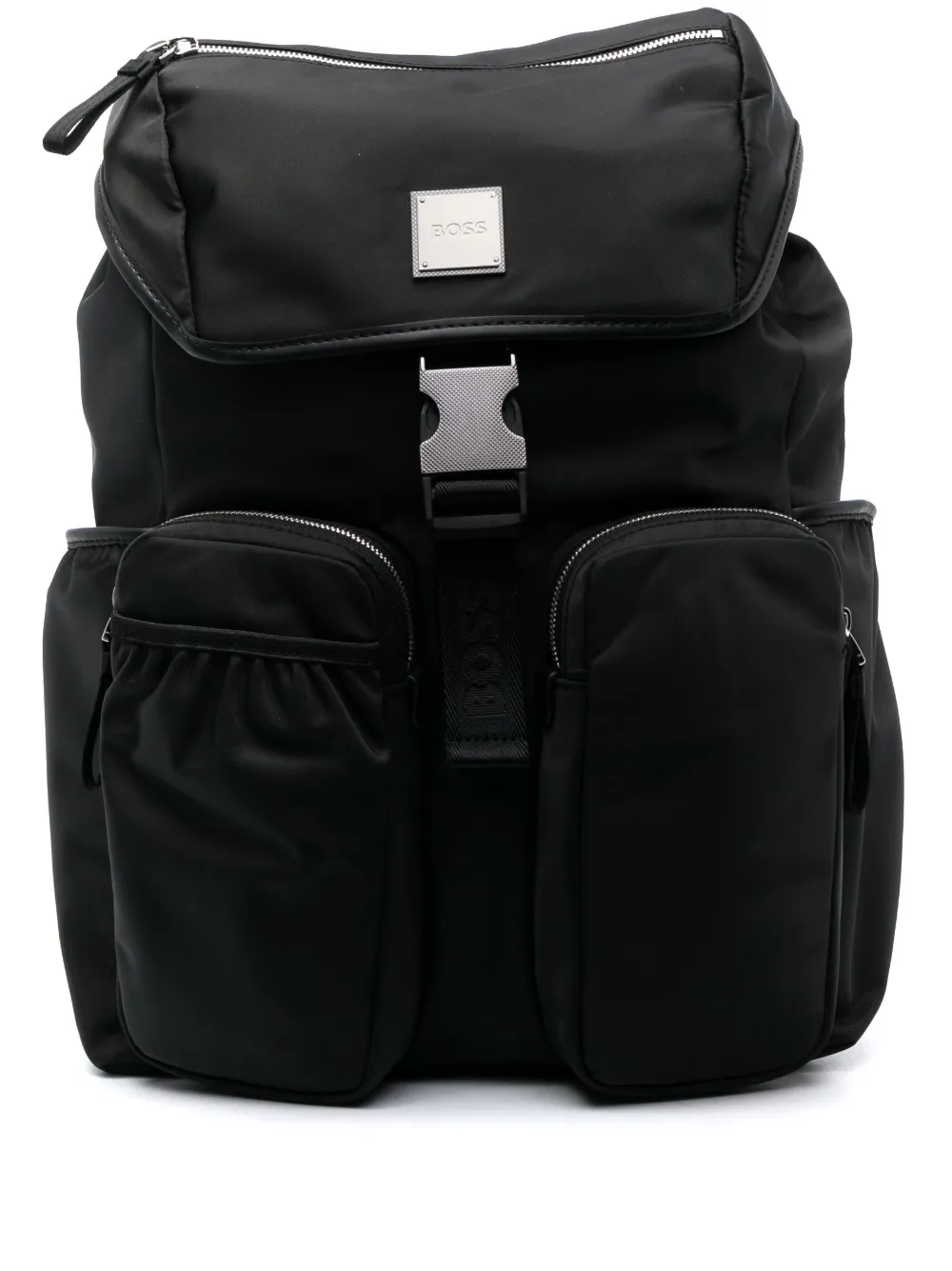 HUGO BOSS LOGO-PLAQUE FLAP-CLOSURE BACKPACK