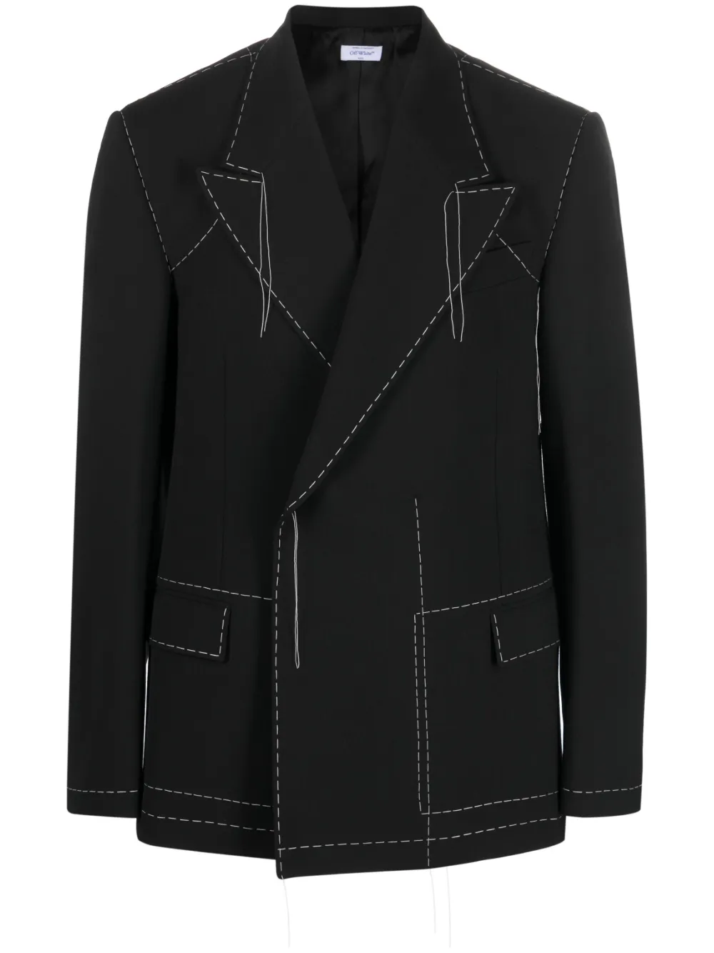 Off-white Stitch Tailored Double-breasted Blazer In Black