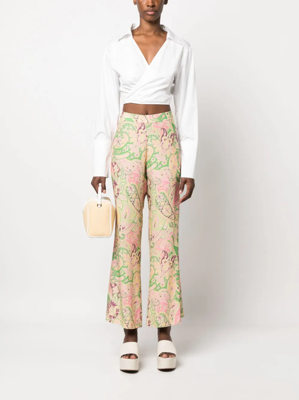 Rixo paisley-print cropped trousers - Geel