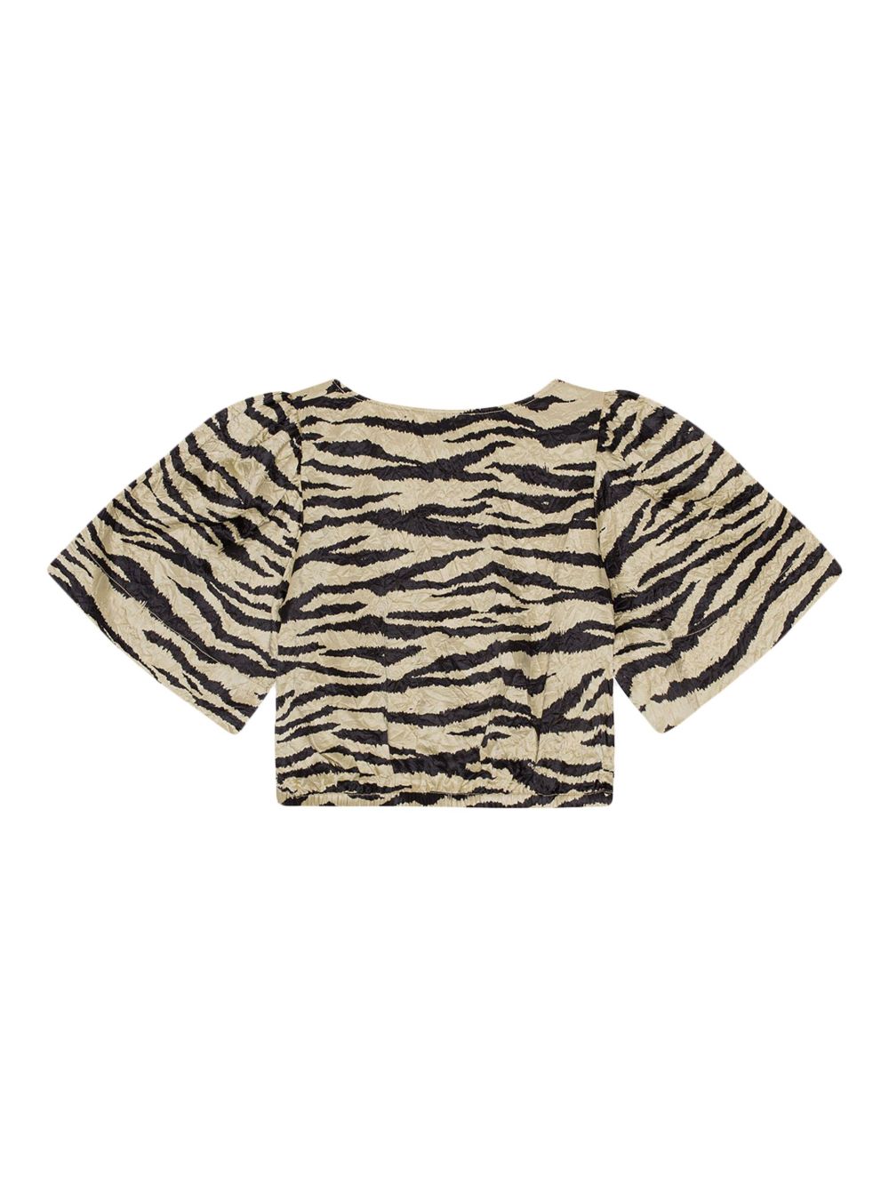 GANNI zebra-print crinked cropped T-shirt Women