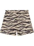 GANNI zebra-print crinked shorts - Black