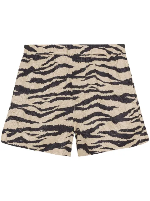 GANNI zebra-print crinked shorts