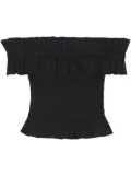 GANNI off-shoulder ruffled top - Black